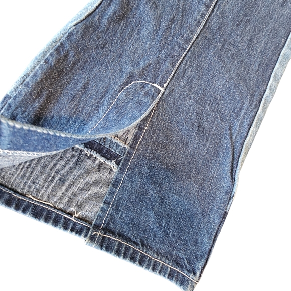 Retro Starwear Med Rise Colorblock Boot Cut Zip Front Accent Stitching Jeans - Picture 11 of 16